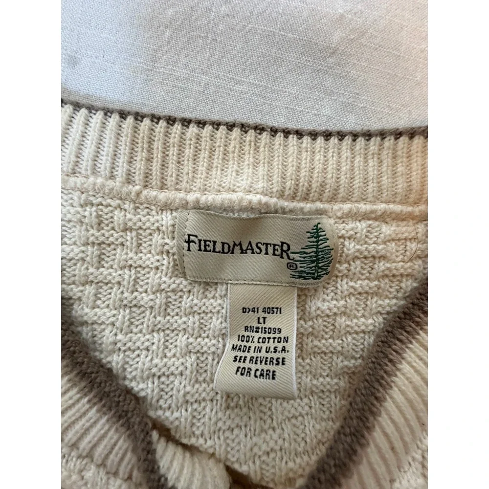 Fieldmaster Mens LT Sweater 90s Made USA Deer Hunting Old Money Preppy Henley